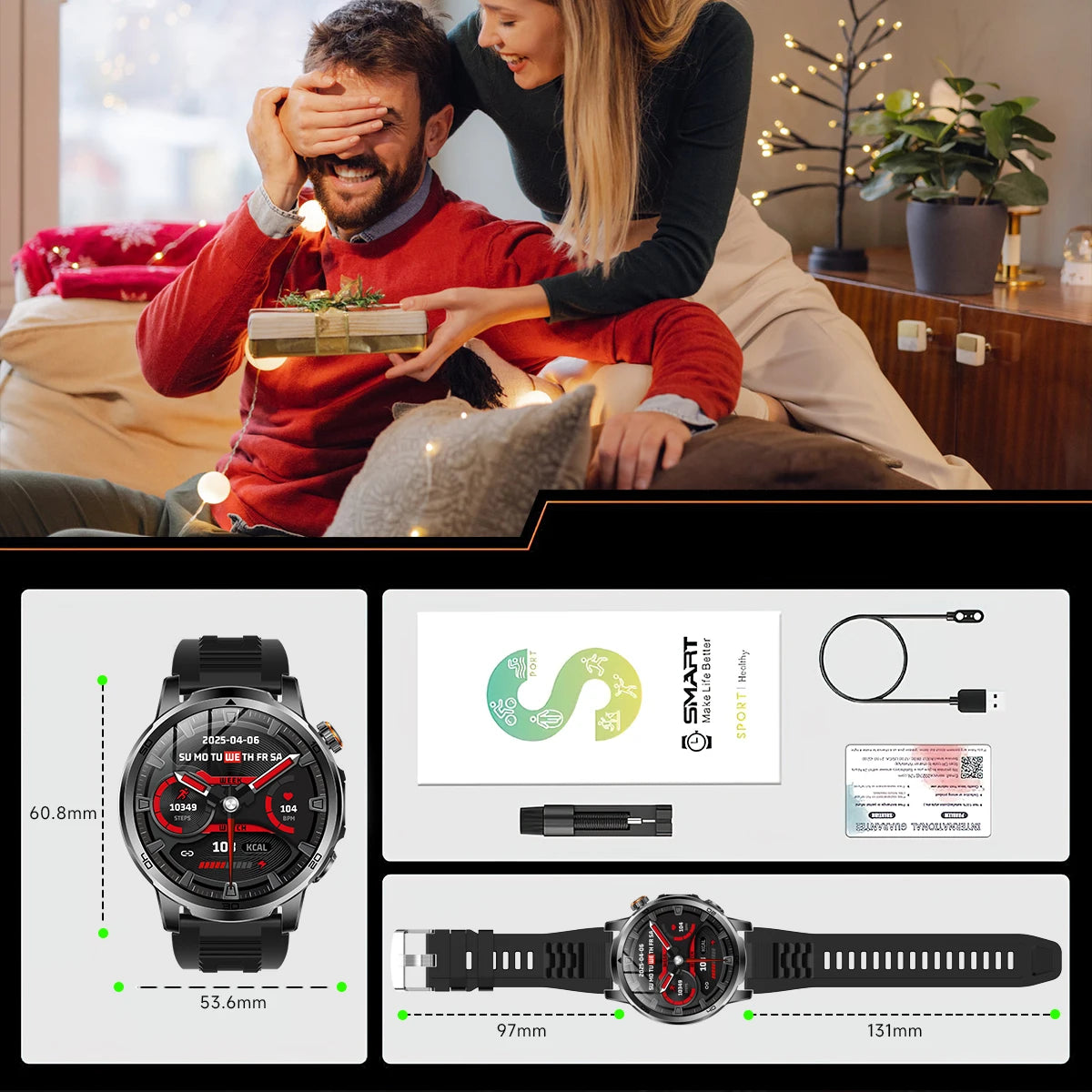 2026 New  Outdoor Smart Watch 1.85inch AMOLED 1000mAh Large Battery 5ATM Waterproof Voice Call Sports Men Fitness Bracelet