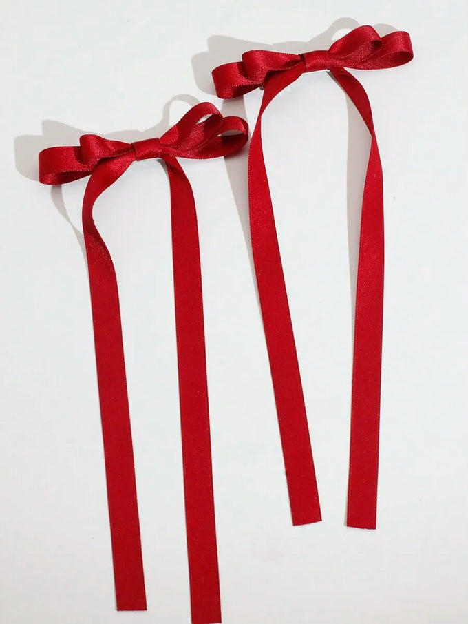 Long-Ribbon Bow Hair Clip Set — product image