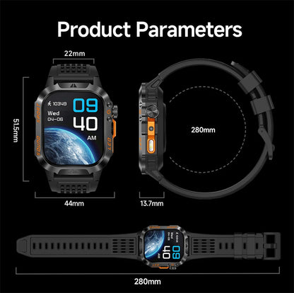 2026 New 1200 mAh Battery Military Smartwatch Men 5ATM Waterproof Fitness Tracker Health Heart Rate Smart Watch For iOS Android