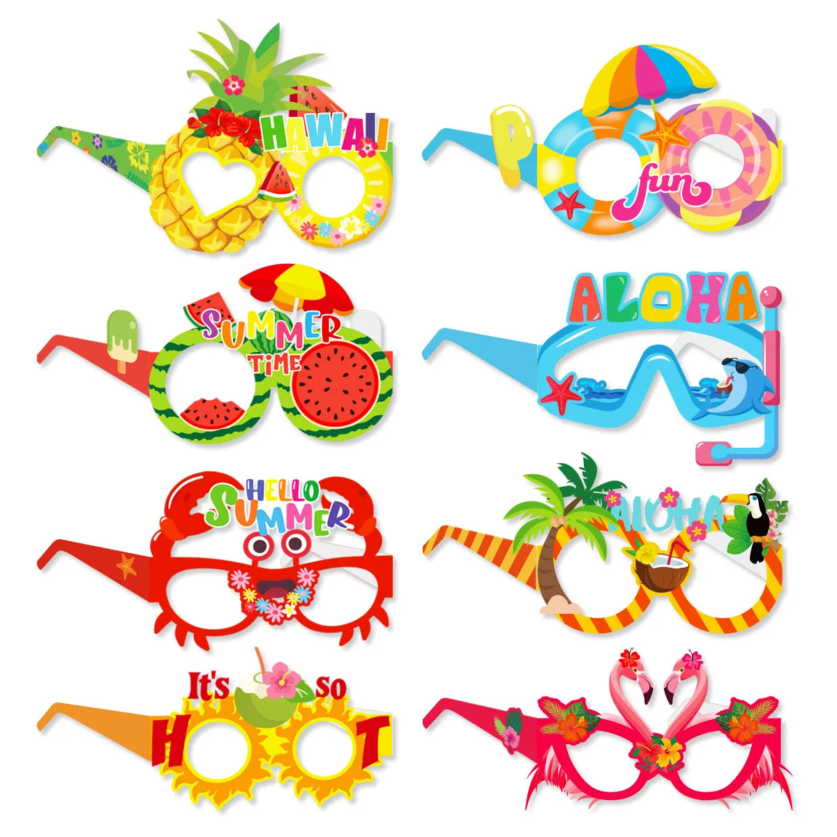 Hawaiian Party Photo Props Decorations Summer Beach Tropical Flamingo Party Supplies Aloha Banner Hawaiian Party DIY Supplies