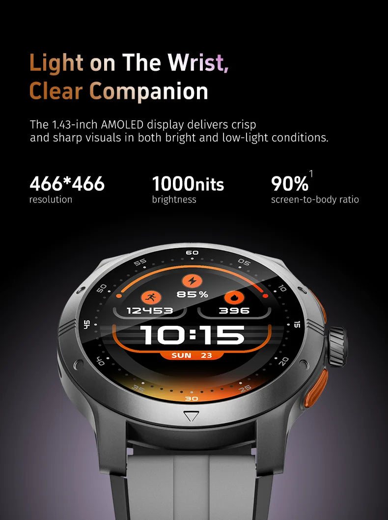 GTR5 Smart Watches AMOLED Bluetooth Call 1.43 inch Large Screen Men Sports Fitness Tracker Heart Rate Health Monitor Smartwatch