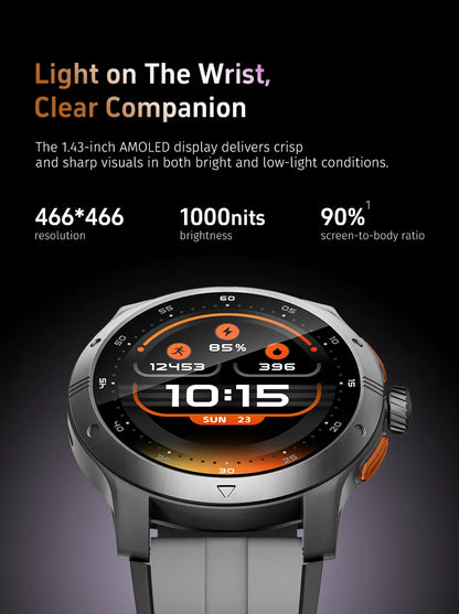 GTR5 Smart Watches AMOLED Bluetooth Call 1.43 inch Large Screen Men Sports Fitness Tracker Heart Rate Health Monitor Smartwatch