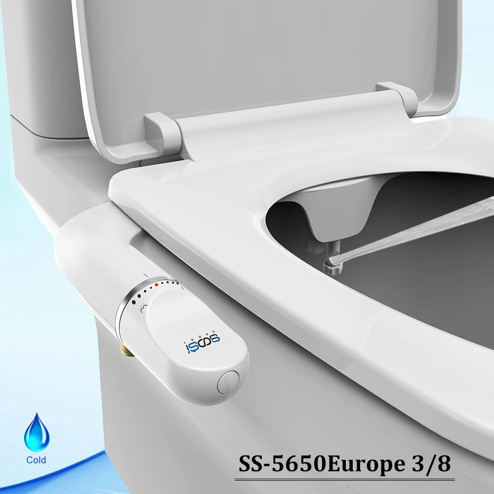 SOOSI Toilet Seat Bidet Attachment Ultra-Slim Double Nozzle Adjustable Water Pressure Non-Electric Ass Sprayer