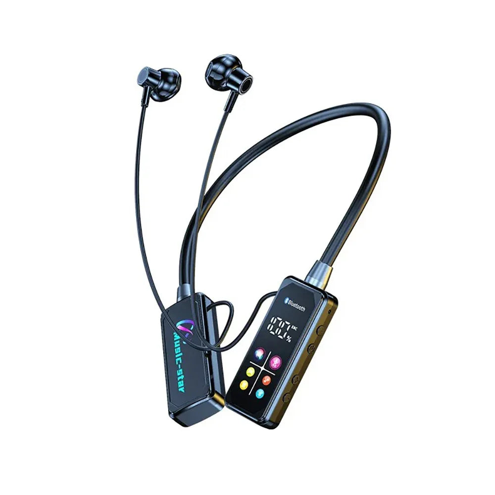 Color Screen Bluetooth 5.4 Earphones Neckband Headphones Wireless Headsets HiFi Stereo Noise Reduction Earbuds for Live Xiaomi