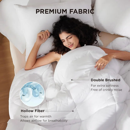 Comforter Duvet Insert - Quilted Comforters Queen Size, All Season Duvet, GentleSoft Down Alternative Bedding Blanket, with 8 Tabs, Gifts for Women/Men, White, Queen 88 x 88 Inches