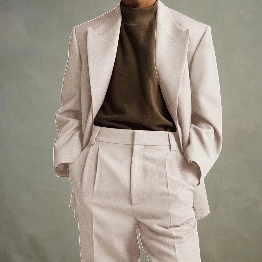 Mens Fashion Suits 2 Piece Set Notch Lapel Single Breasted Comfortable Slim Fit Casual Party Blazer with Trousers Wedding