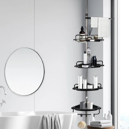 Adjustable Telescopic Shower Rack Stainless Steel Floor-to-Ceiling Bathroom Storage Rack, Rustproof & Space-Saving Organizer