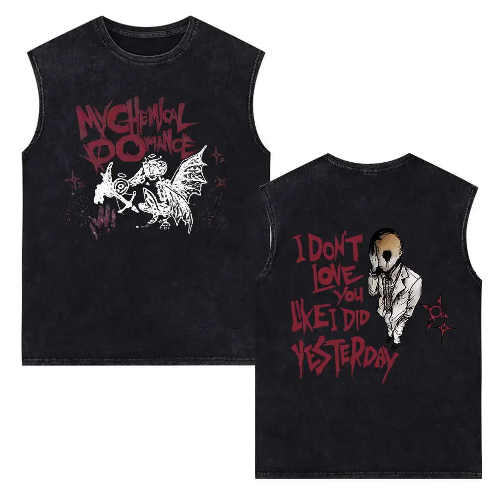 My Chemical Romance Vintage Washed Tank Tops Three Cheers for Sweet Revenge Sleeveless Vest Men Retro Punk Emo Rock Band T-shirt