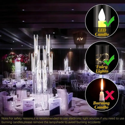 10Pcs Acrylic Candelabra 10 Arm Clear Candle Holder Wedding Table Centerpiece Home Decoration