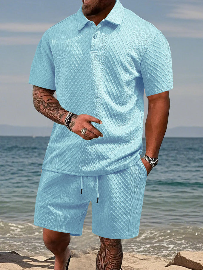 Men's Jacquard Polo & Shorts Set — product image