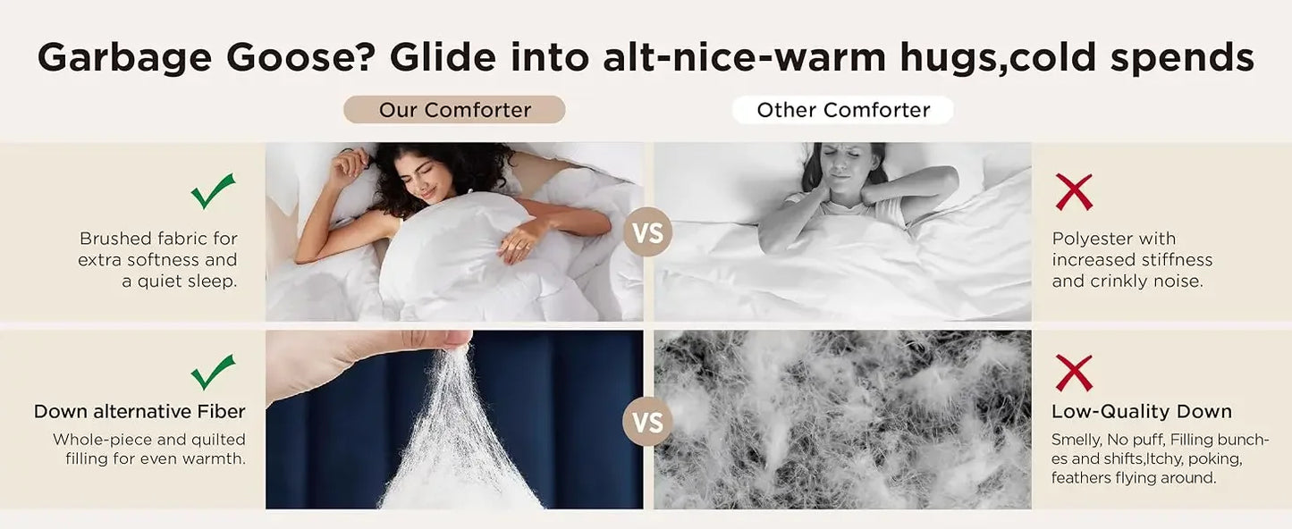 Comforter Duvet Insert - Quilted Comforters Queen Size, All Season Duvet, GentleSoft Down Alternative Bedding Blanket, with 8 Tabs, Gifts for Women/Men, White, Queen 88 x 88 Inches