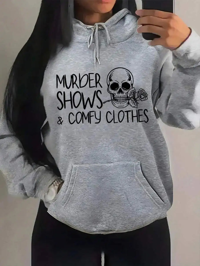 Skull Slogan Pocket Hoodie