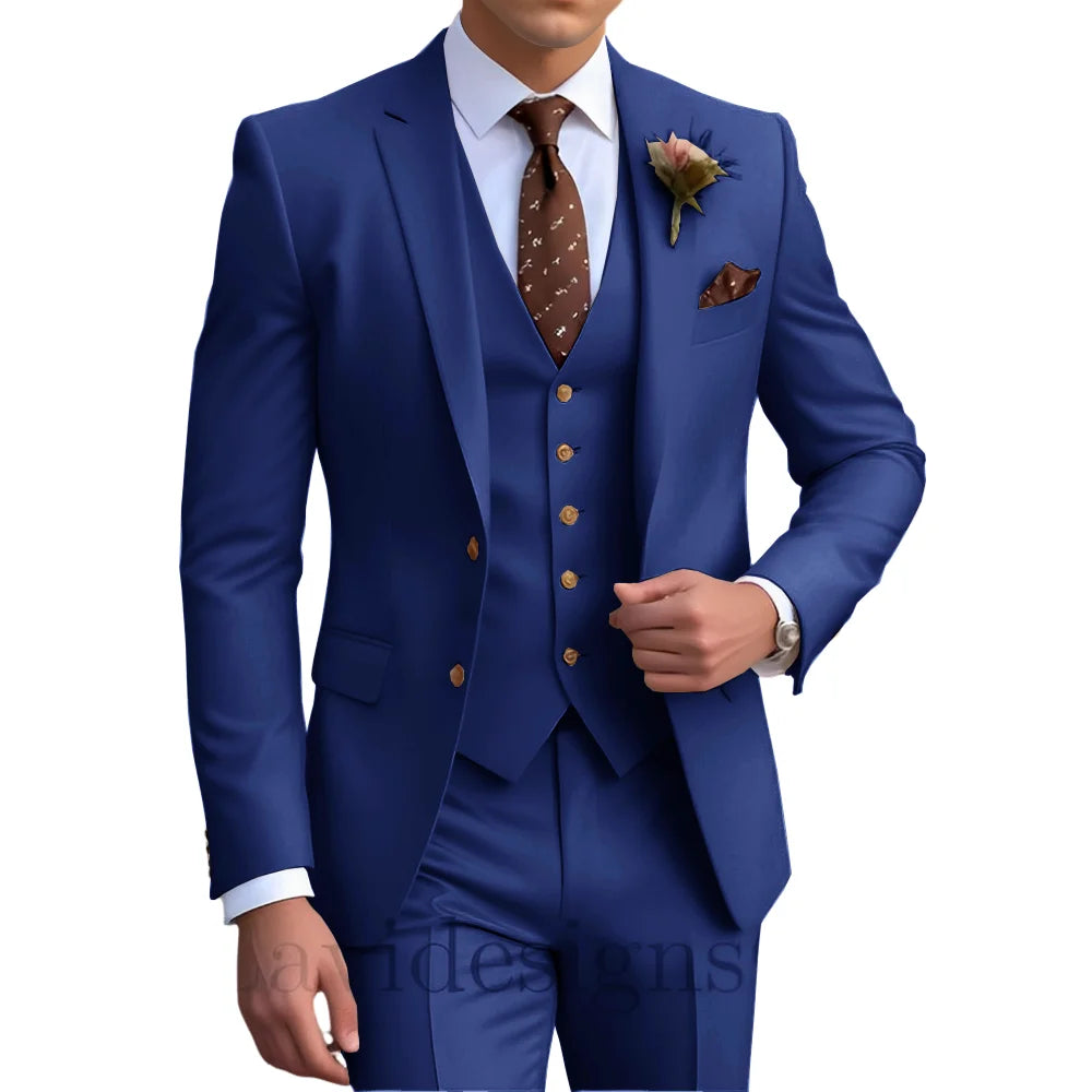 Elegant Men's Wedding Tuxedo Slim Blazer Pants Vest Three-piece Suit XS-5XL Custom Youth Suit 2025 New Style Suit
