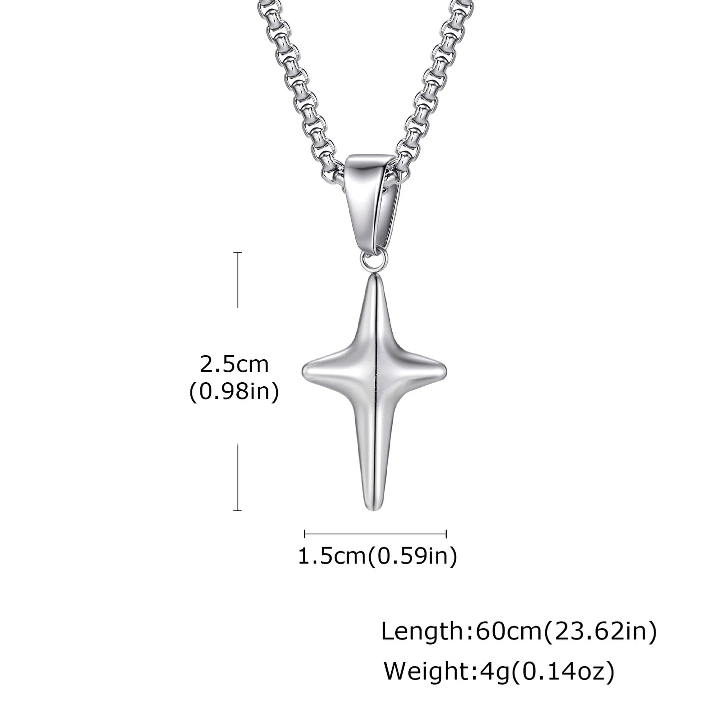 Men's Silver Color Geometric Pendant Necklace, Non Fading Stainless Steel Compass Necklace with Chain, Stylish Jewelry Gifts