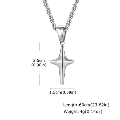 Men's Silver Color Geometric Pendant Necklace, Non Fading Stainless Steel Compass Necklace with Chain, Stylish Jewelry Gifts
