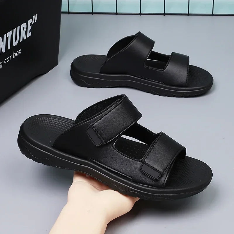 Men Slippers Shoes Solid Color Slip On Casual Beach Slides Mens Thick Sole Anti Slip Shoes for Men 2024 Summer Fashion Sandals