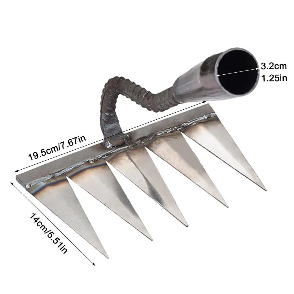 4/5/6/7 Teeth Carbon Steel Garden Hand Rake Farm Tool Weeding Scarifier Agricultural Nail Harrow Metal Harrow Garden WeedingTool