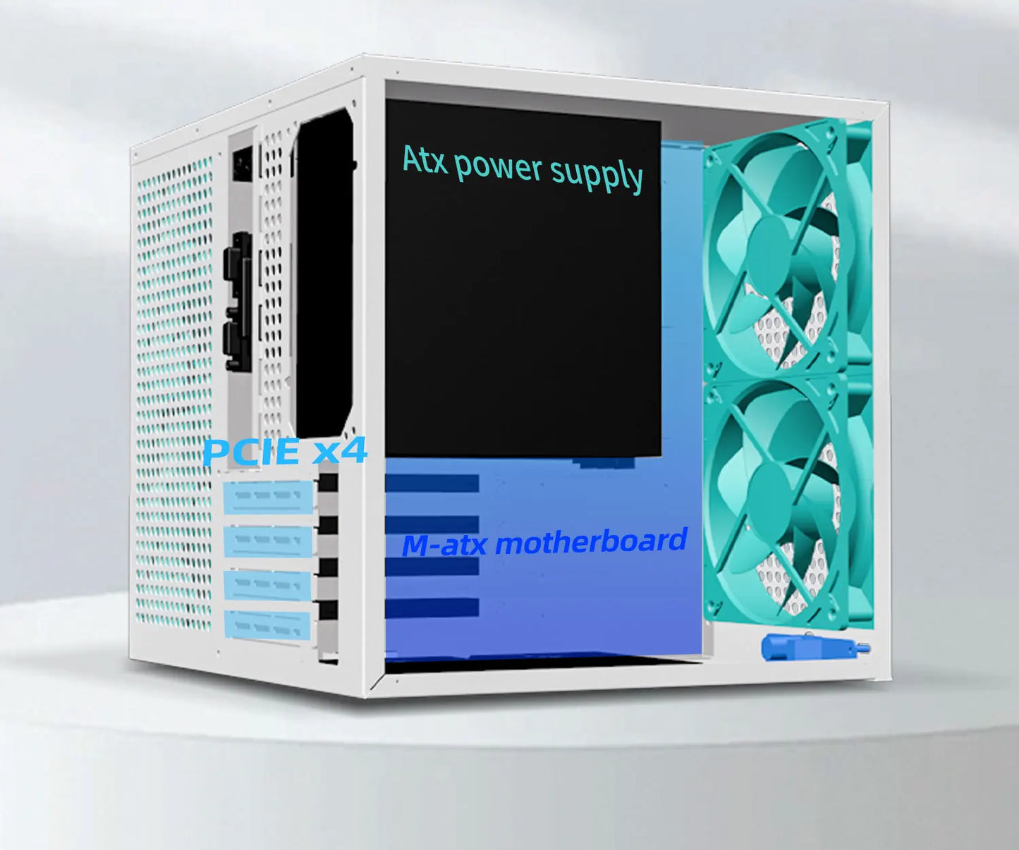 Sagittarius 8-bay NAS Computer Chassis with ATX Power Supply, MATX Motherboard, Full-height PCIE, 21.8L