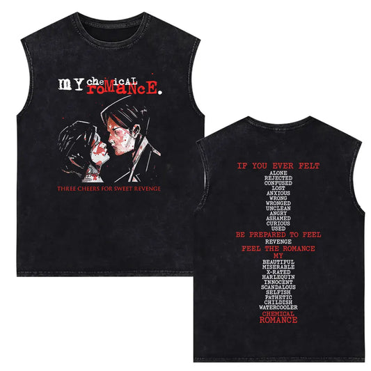 My Chemical Romance Vintage Washed Tank Tops Three Cheers for Sweet Revenge Sleeveless Vest Men Retro Punk Emo Rock Band T-shirt