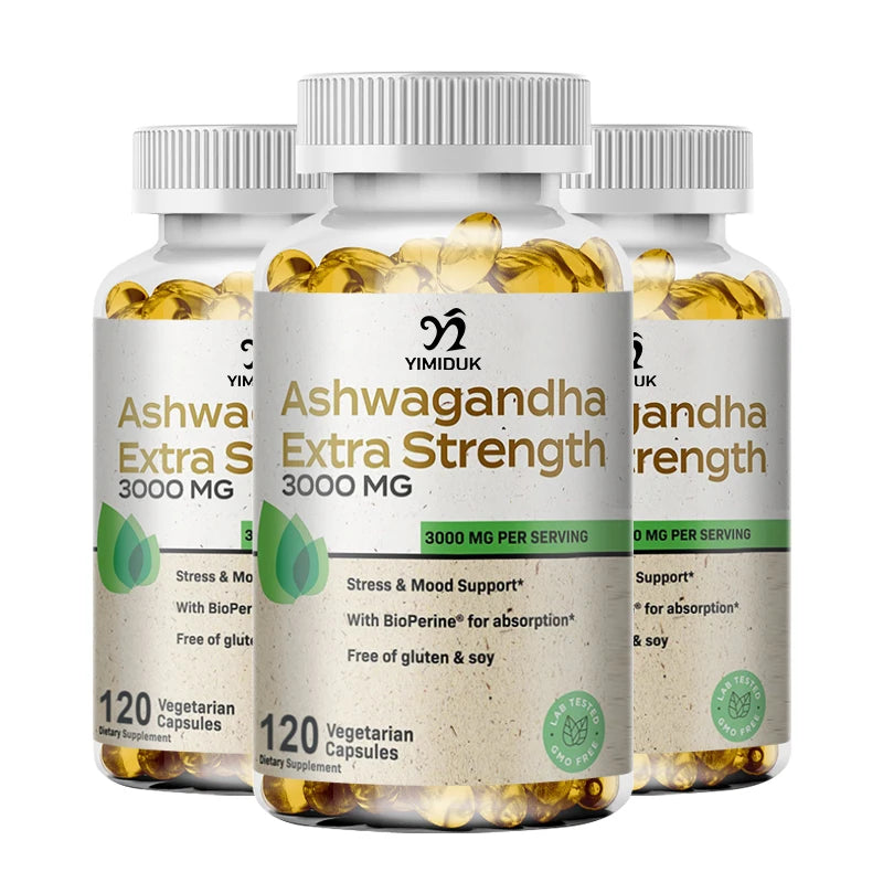 Organic Ashwagandha Root Extract Capsule, Ashwagandha Supplement Help Stress, Focus, Brain, Energy Support Sleep Health