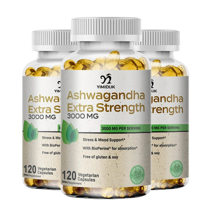 Organic Ashwagandha Root Extract Capsule, Ashwagandha Supplement Help Stress, Focus, Brain, Energy Support Sleep Health