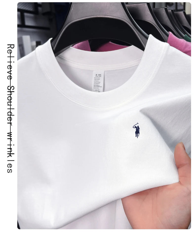 2025 Xiaoma Fashion Brand Pure Cotton Men's Short sleeved T-shirt Summer New High end Comfortable Casual Round Neck Top