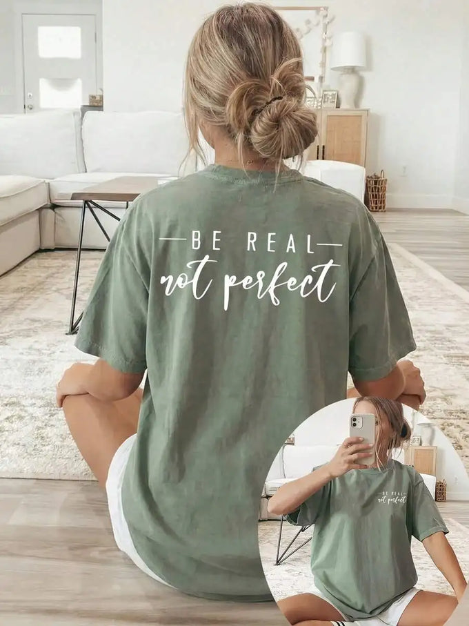 Double-Sided Slogan Graphic T-Shirt