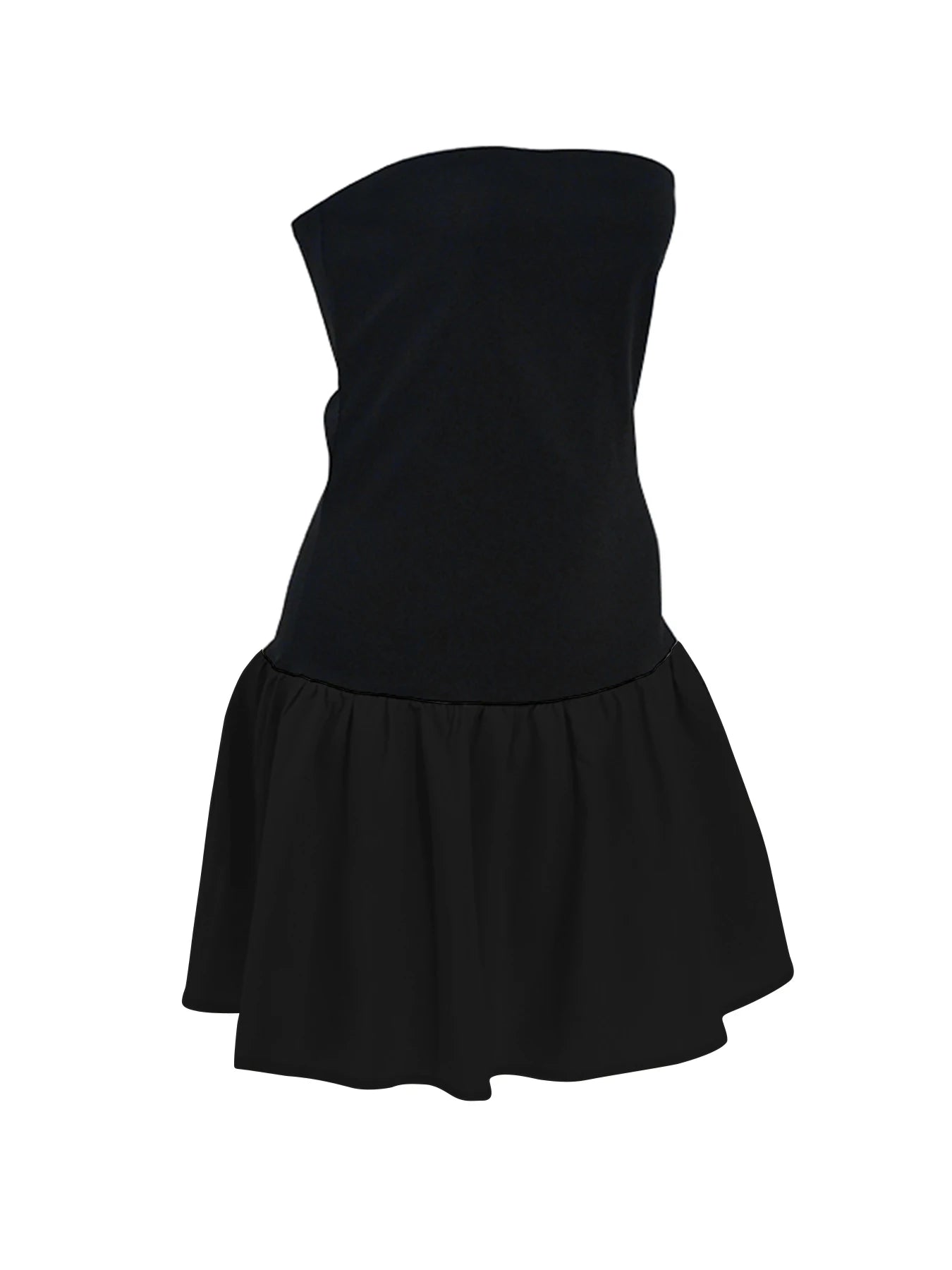 Women A-Line Dress Sexy Party Women Dress Mini Dress Off Shoulder Strapless Patchwork Black Club Party Summer