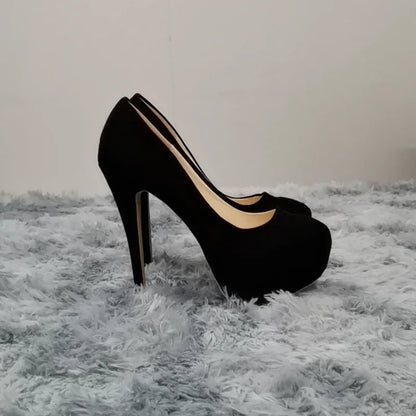 Women Pumps Stilettos Sexy 14cm Super High Heels Female Round Toes Platform Thin Heels NightClub Party Dress Red Wedding Shoes