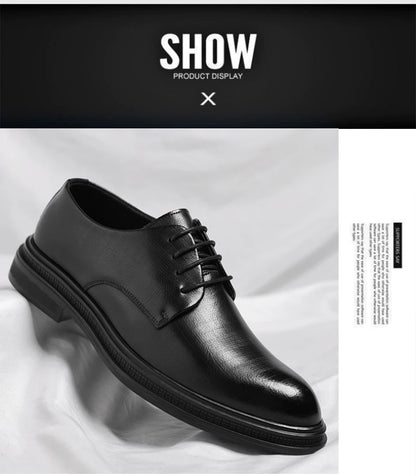 Mens Black Vintage Genuine Leather Lace Up Formal Business Office Groom Wedding Daily Wear Dress Shoes Simple British Style