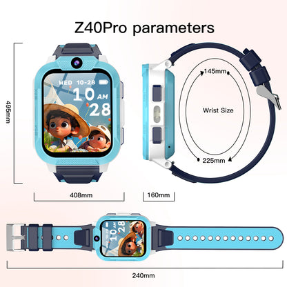 New Z40Pro Kids Smart Watch Waterproof Video Monitor Tracker 4G Call Watch SOS GPS Location Digital Watches for Chirdren's Gift