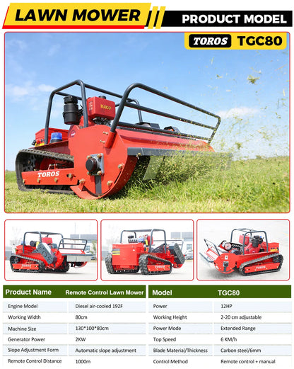 Grassland Green Trimming Lawn Mower CE EPA Mower Remote Customized Tracked Mulcher Multifunction Made in China