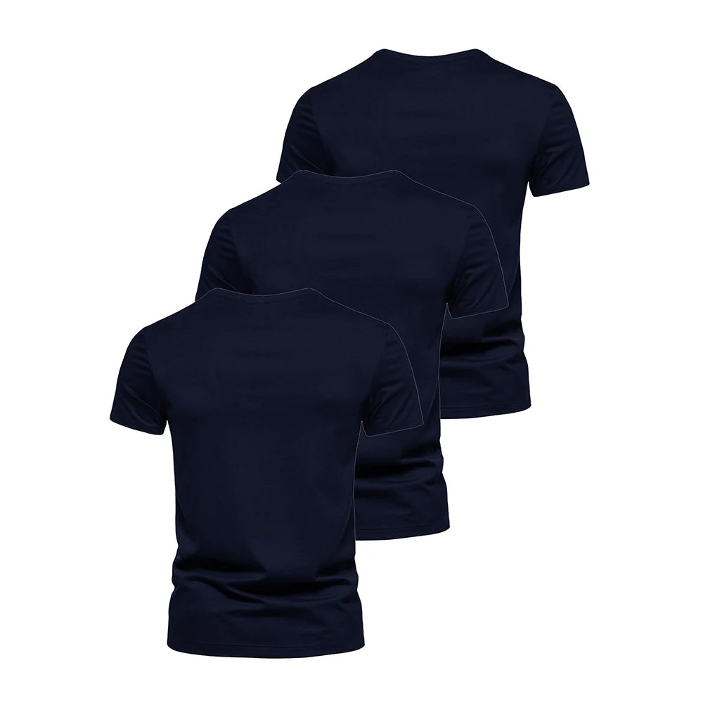 3Pcs Men T-shirt O-neck Fashion Design Slim Fit Soild T-shirts Male Tops Tees Short Sleeve T Shirt For Men