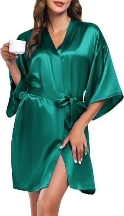 New Women's Sleeping Robe Home Clothes Sleeping Bridal Morning Robe Ding Simulated Silk Elastic Sleeping Robe Silk Short Dress