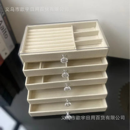 Newly Upgraded 7-Tier Dust-Proof Acrylic Jewelry Storage Box Modern Rectangular Desktop Display & Storage Jewelry Box Amagi