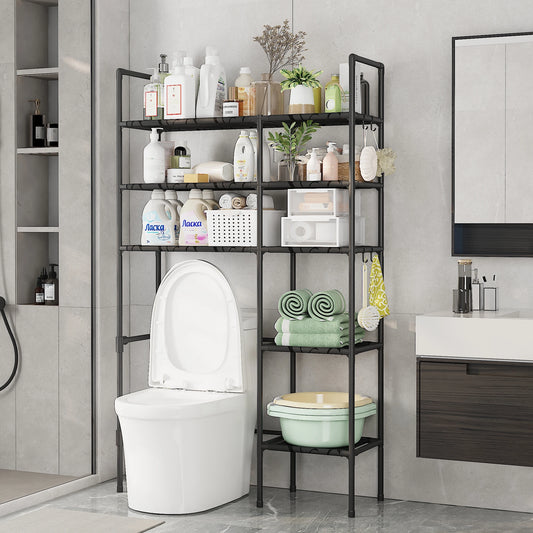 2/3 Tier Bathroom Storage Cabinet - Space-Saving, Over-The-Toilet Storage Shelf, Easy to Assemble, Suitable for Bathroom Essentials with Rust-Proof Metal Frame and Plastic Dividers, Ideal for Storing Toiletries, Towels, and D