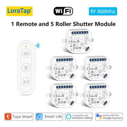 LoraTap WiFi Smart Curtain Switch Module Remote Control & Timer Works with Tuya Smart Life Google Home Alexa for Roller Blinds