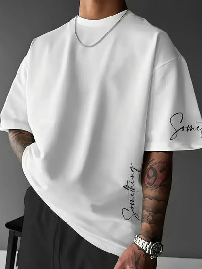 2026 Summer New Men's T-shirt with 3D Letter Pattern Printing Street Casual Fashion Comfortable Soft Breathable