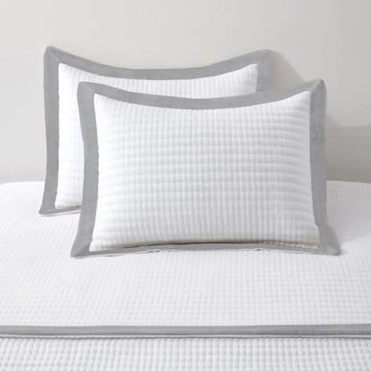 White Quilt Set Size - Farmhouse Soft Striped Stitch Bedding Bedspread Coverlet Summer Lightweight Quilt Bed Sets with 2 Pillow