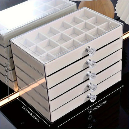 Newly Upgraded 7-Tier Dust-Proof Acrylic Jewelry Storage Box Modern Rectangular Desktop Display & Storage Jewelry Box Amagi