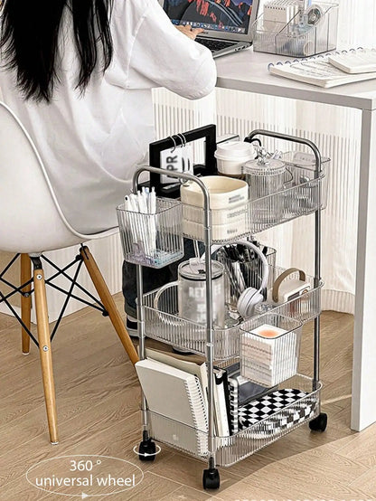 1pc Multi-Layer Storage Rack-Acrylic Removable Floor-Standing Cart Snack Storage Shelf For Kitchen/Bathroom/Living Room/Bedroom