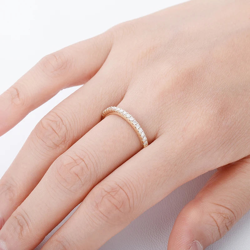 1.0mm-3.5mm Round Brilliant Cut Moissanite Wedding Rings Half Eternity Band 925 Silver Lab Diamond Wedding Ring With Certificate