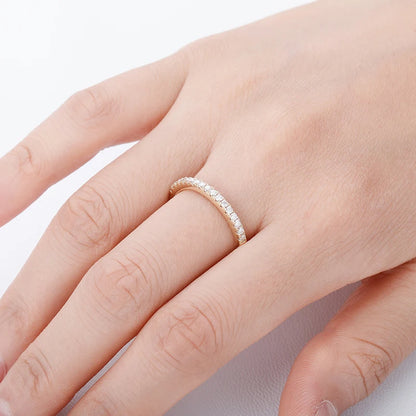 1.0mm-3.5mm Round Brilliant Cut Moissanite Wedding Rings Half Eternity Band 925 Silver Lab Diamond Wedding Ring With Certificate