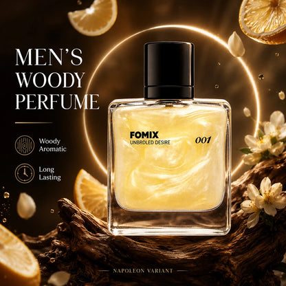 FOMIX 001 Napoleon Men’s Woody Perfume Long Lasting Citrus Aromatic Cologne Sweet Orange Lemon Jasmine Musk Coconut Woody Scent Eau De Parfum Spray Daily Office Date Travel Party Luxury Men Fragrance Gift for Him