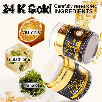 AILKE 24K Whitening Skin Set, Lightening, Remove Black Spots, Melanin, Stains, Even Skin Tone, Moisturizing, for All Skin Types
