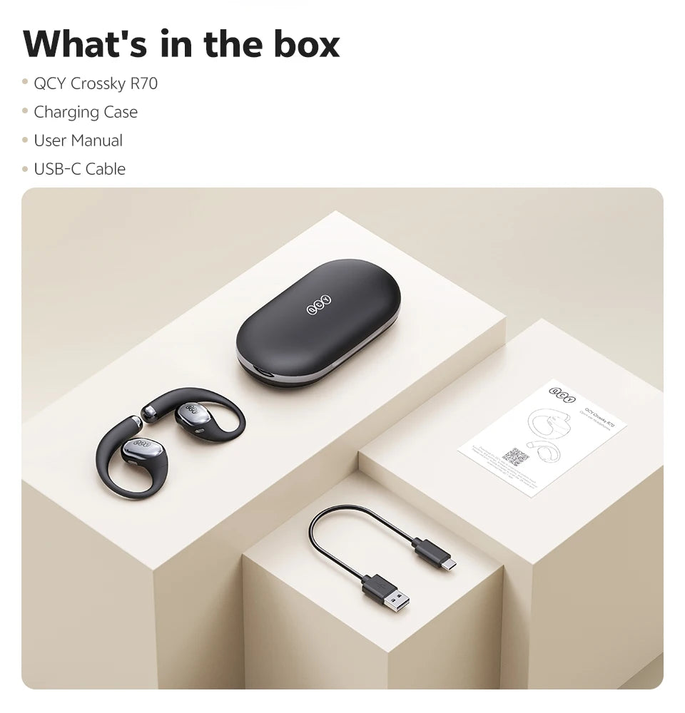 QCY Crossky R70 BH24CT02A Open-Ear Wireless Headphones Hi-Res with LDAC Bluetooth 6.0 Earphones Bass Boost Spatial Sound Earbuds