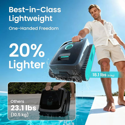 Cordless Robotic Pool Cleaner with Wireless Charging Dock, Smart Waterline Parking, Custom