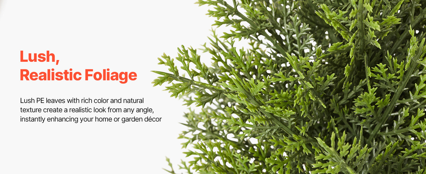 SucceBuy Artificial Topiary Cedar Trees 36/48in 2 Set Faux Pine Shrubs Plants Fake Silk Tree Easy Assembly for Decor Christmas