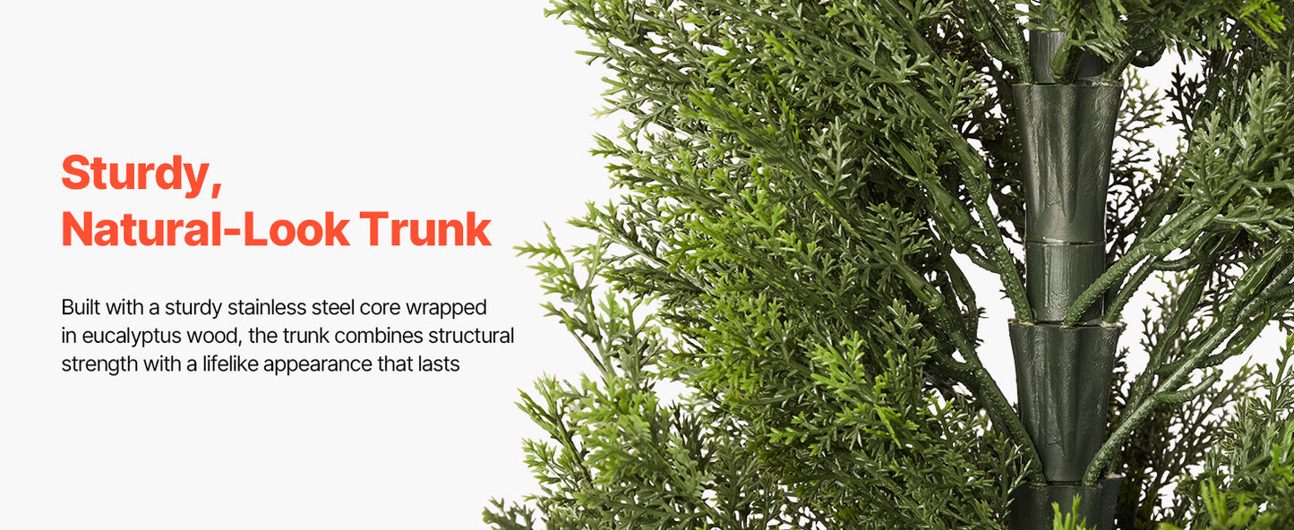 SucceBuy Artificial Topiary Cedar Trees 36/48in 2 Set Faux Pine Shrubs Plants Fake Silk Tree Easy Assembly for Decor Christmas