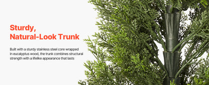 SucceBuy Artificial Topiary Cedar Trees 36/48in 2 Set Faux Pine Shrubs Plants Fake Silk Tree Easy Assembly for Decor Christmas